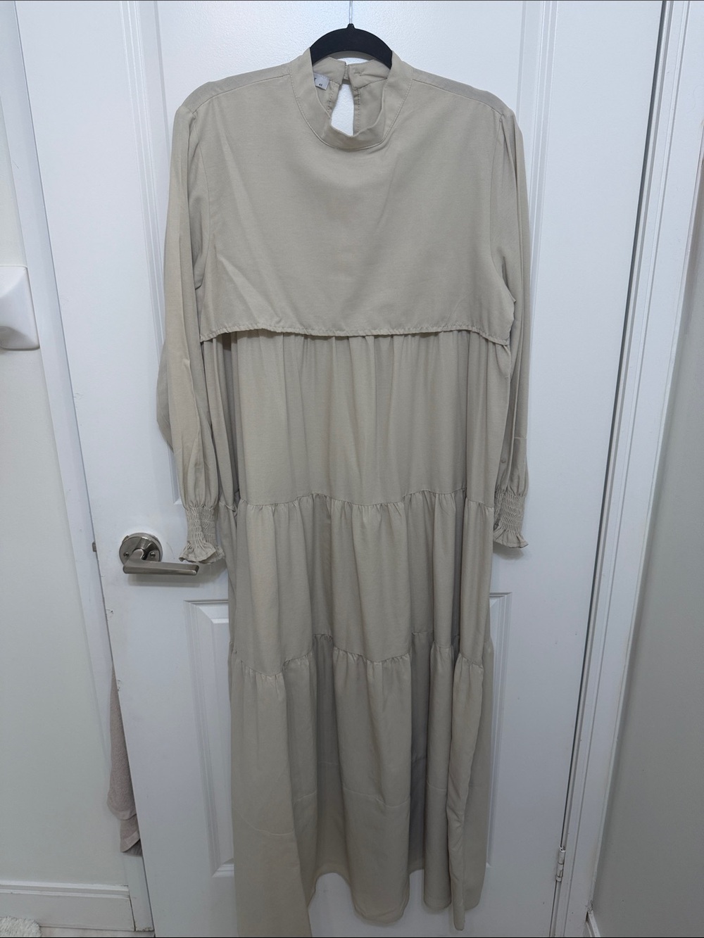 Long Tiered Maxi Dress in Beige